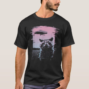 Alien UFO Funny Raccoon Vaporwave Ästhetische Retr T-Shirt