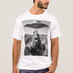 Alien-UFO-Hühnchen-Kunst-Entführung-SciFi-Humor T-Shirt
