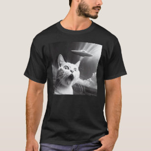 Alien UFO lustige Katze T-Shirt