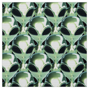 Alien UFO Metallic Muster Stoff