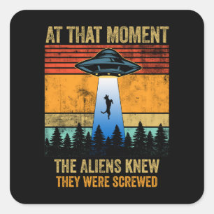 Alien UFO Raumschiff bricht belgische Malinois auf Quadratischer Aufkleber