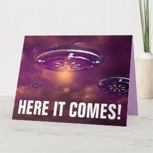 ALIEN UFO SPACESHIP FUNNY BIG BIRTHDAY CARD KARTE