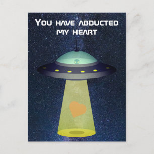 Alien UFO Valentine: Du hast mein Herz entführt Postkarte