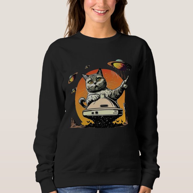 Alien UFO  Weird Cat Sweatshirt (Vorderseite)