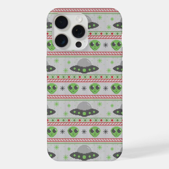 Alien Ugly Christmas Sweater iPhone Hülle (Rückseite)