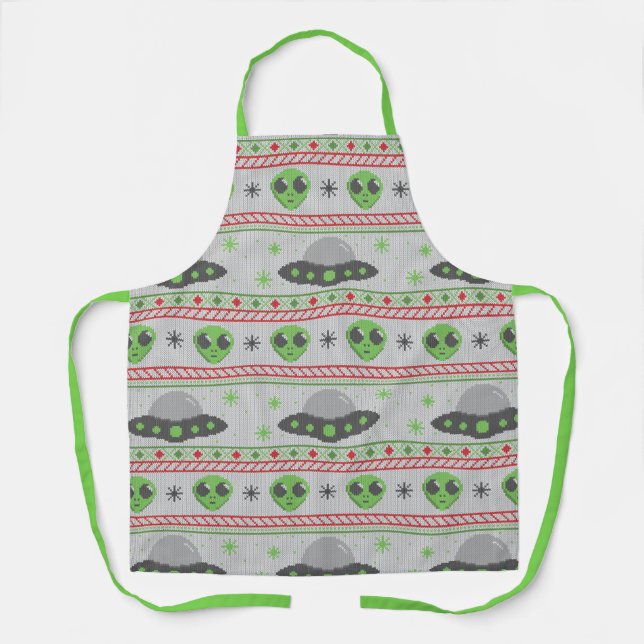 Alien Ugly Christmas Sweater Schürze (Vorderseite)