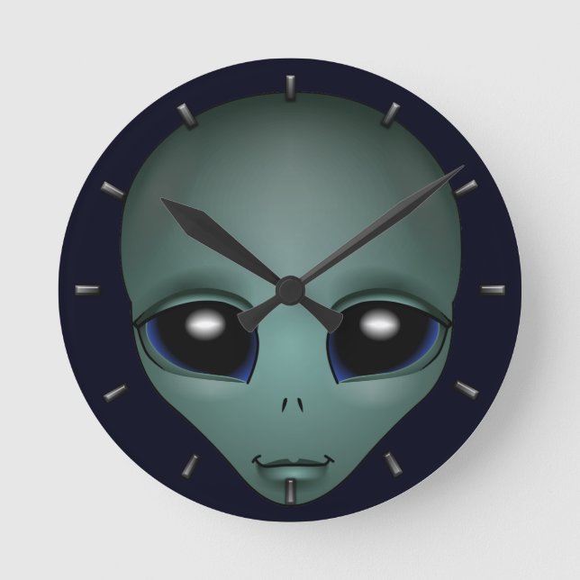 Alien-Uhr-UND Geschenk-alien-Dekor-alien-Geschenke Runde Wanduhr (Vorderseite)