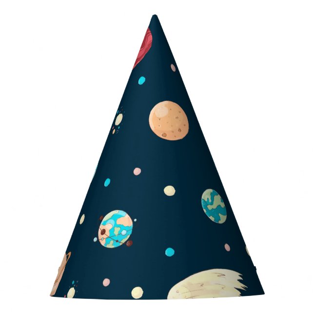 Alien und Astronaut im Weltraum Partyhütchen (Vorderseite)