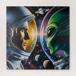 Alien und Astronaut im Weltraum Puzzle