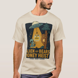 Alien und Bären Honey Heist - Funny UFO & Bear T-Shirt