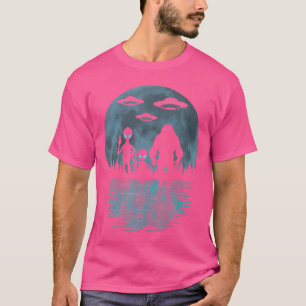 Alien und Bigfoot Moon Ufo's lustiges Sasquatch un T-Shirt