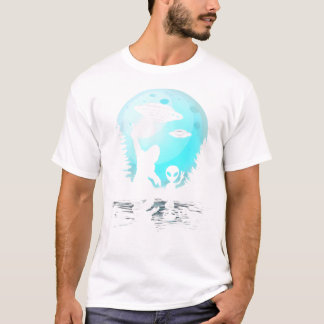Alien und Bigfoot Vollmond Sasquatch Ufo für Männe T-Shirt