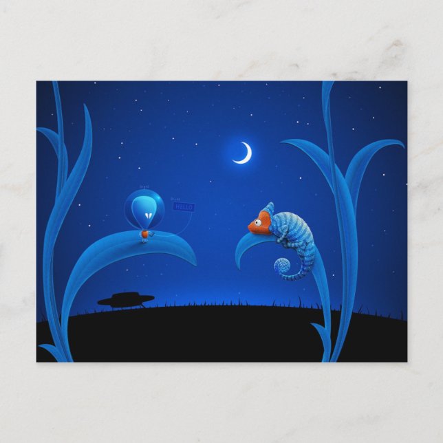 Alien und Chameleon Postkarte (Vorderseite)