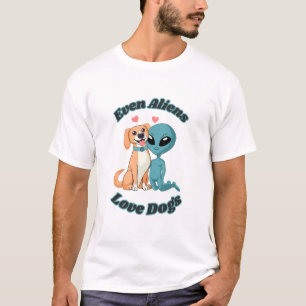 Alien und Hund. Sogar Außerirdischen Liebe Hunde.  T-Shirt