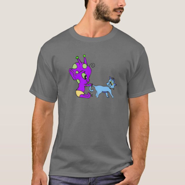 Alien und Kitty T-Shirt (Vorderseite)