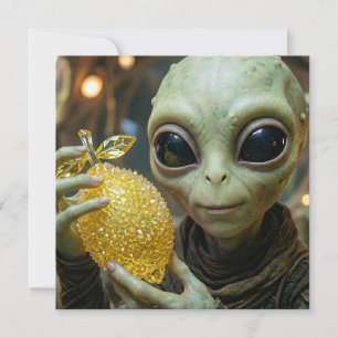 Alien und kristalliner Zitronen-Blanko Feiertagskarte