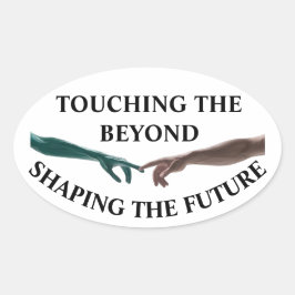 Alien und Mensch Ovaler Aufkleber