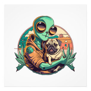 Alien und Mops Fotodruck
