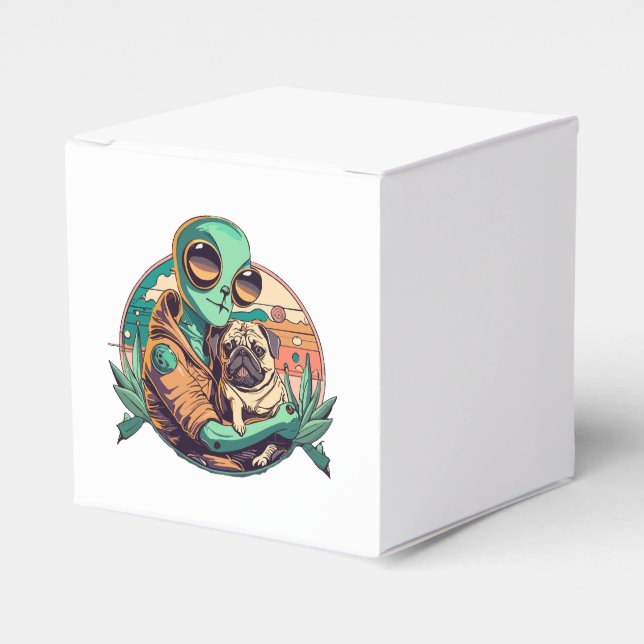 Alien und Mops Geschenkschachtel (Vorderseite)