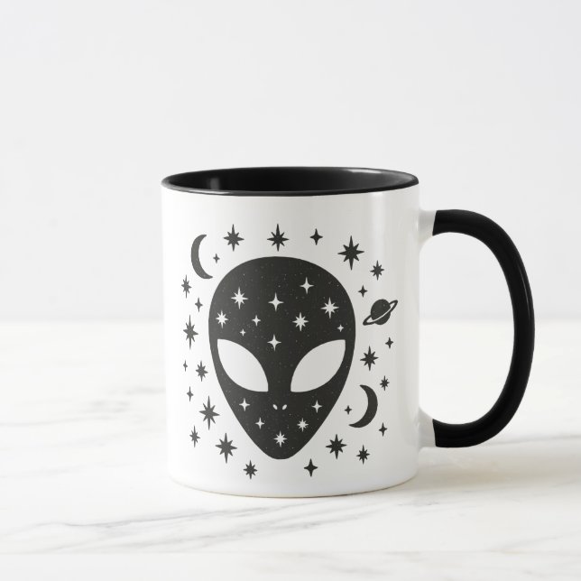 Alien und Sterne Tasse (Rechts)
