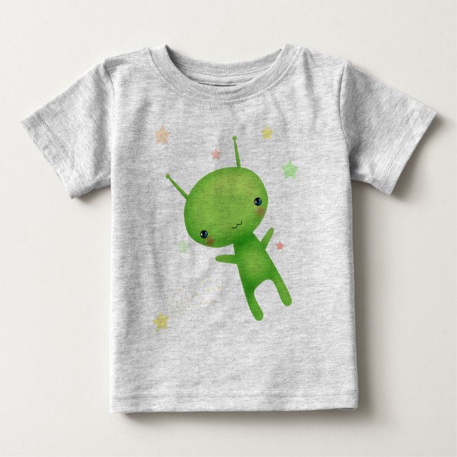 Alien und UFO Baby T-shirt (Vorderseite)