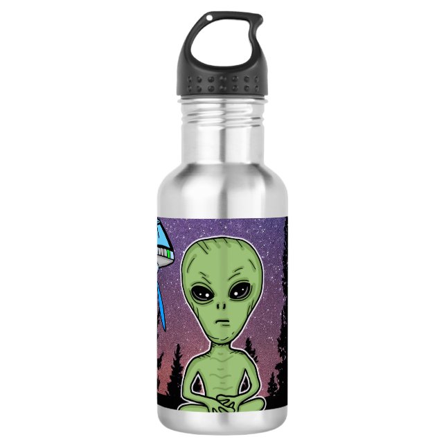 Alien und UfO über die Starry Night Edelstahlflasche (Vorderseite)
