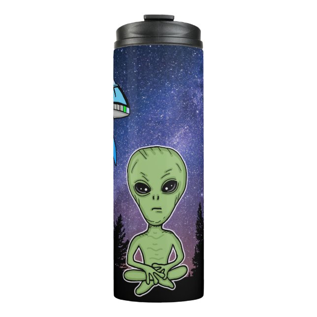 Alien und UfO über die Starry Night Thermosbecher (Vorderseite)