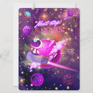 ALIEN, UNIVERSUM, ROCKETSCHAFT, PLANET UND ASTRONA FEIERTAGSKARTE