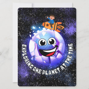 ALIEN, UNIVERSUM, ROCKETSCHAFT, PLANET UND ASTRONA FEIERTAGSKARTE