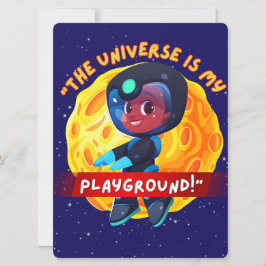 ALIEN, UNIVERSUM, ROCKETSCHAFT, PLANET UND ASTRONA FEIERTAGSKARTE