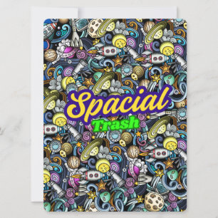 ALIEN, UNIVERSUM, ROCKETSCHAFT, PLANET UND ASTRONA FEIERTAGSKARTE
