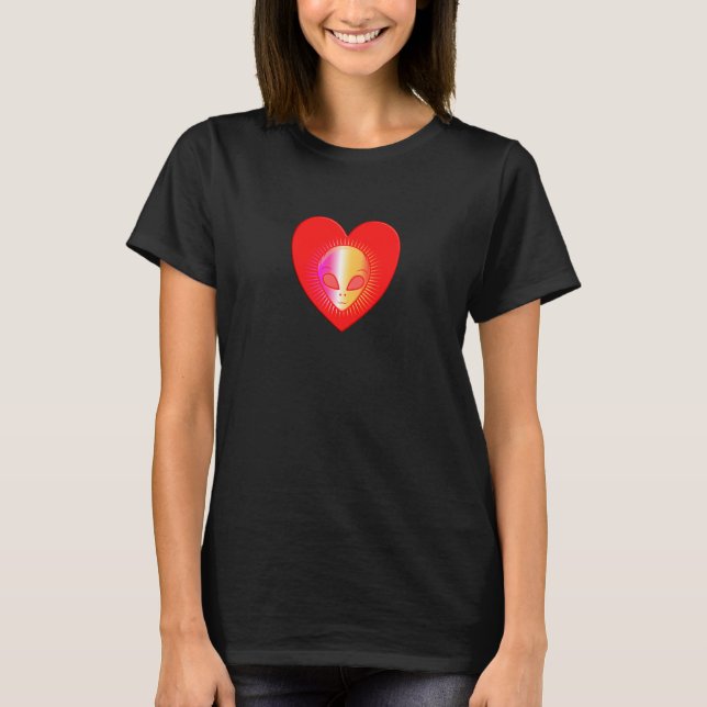 Alien Valentine Heart Science Fiction T-Shirt (Vorderseite)