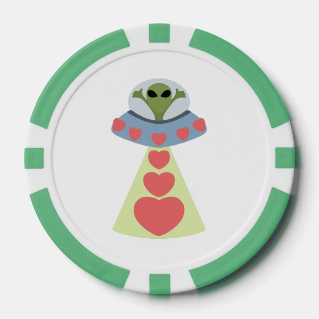 Alien Valentine zur Liebe des Weltraums Pokerchips (Vorderseite)