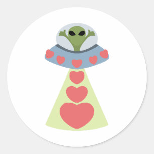 Alien Valentine zur Liebe des Weltraums Runder Aufkleber