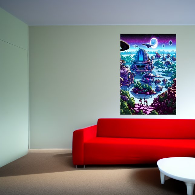 Alien Village auf dem Planeten Alien | AI Art Post Poster (Von Creator hochgeladen)