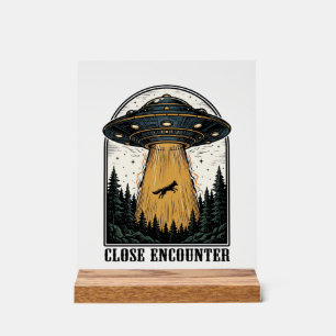 Alien-Wald-Entführung Vintage-UFO-Gravur Acrylschild
