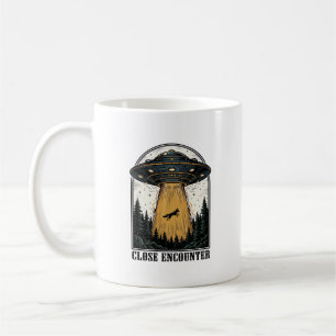 Alien-Wald-Entführung Vintage-UFO-Gravur Kaffeetasse