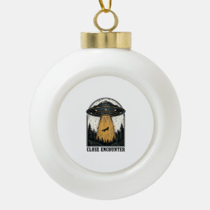 Alien-Wald-Entführung Vintage-UFO-Gravur Keramik Kugel-Ornament