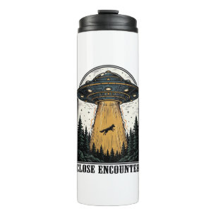 Alien-Wald-Entführung Vintage-UFO-Gravur Thermosbecher