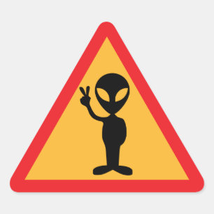 Alien Warning Dreieckiger Aufkleber