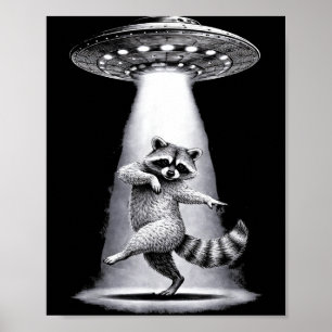 Alien Waschbär führt Meme albernen Dabbing-Tanz au Poster