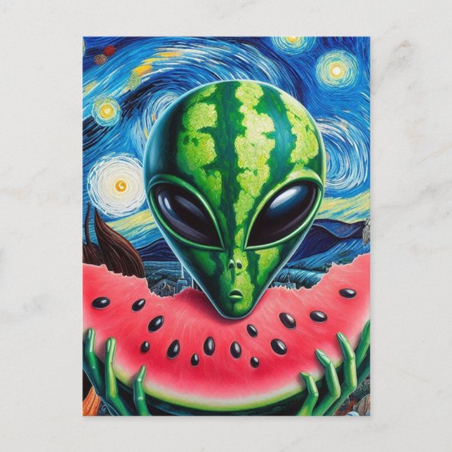 Alien Watermelon Postkarte (Vorderseite)