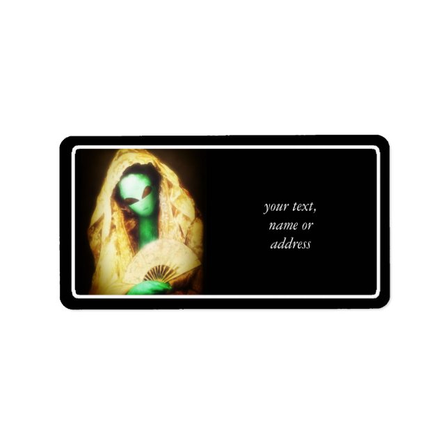 Alien Wearing a Lace Mantilla Adressaufkleber (Vorne)