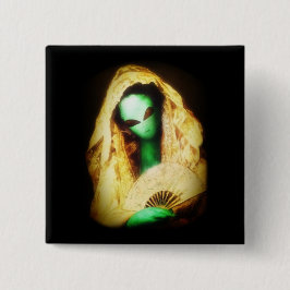 Alien Wearing a Lace Mantilla Button