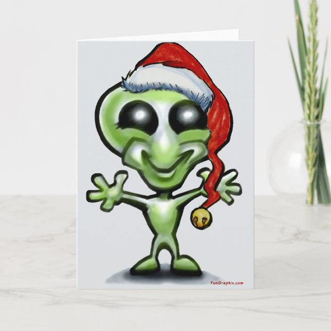 Alien-Weihnachten Feiertagskarte (Vorderseite)