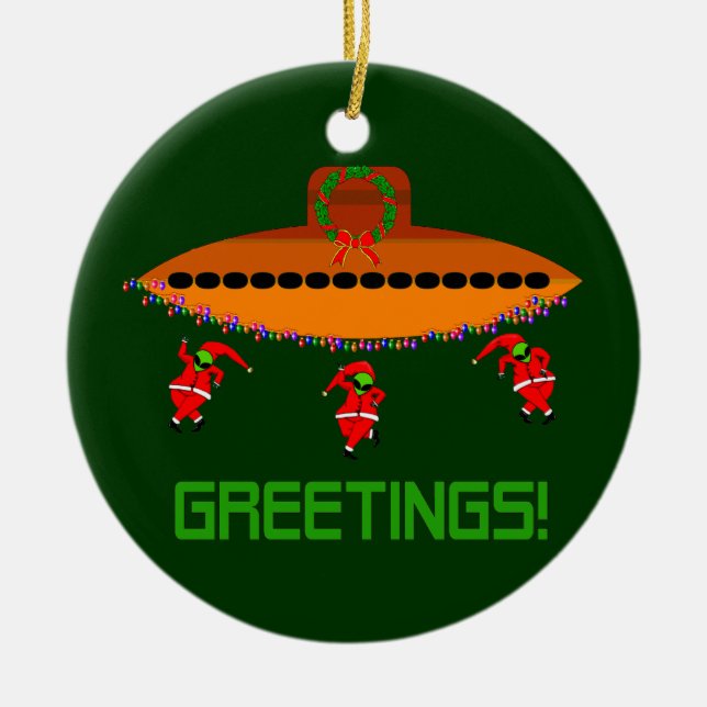 Alien-Weihnachten Keramik Ornament (Vorne)