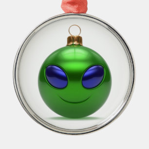 Alien-Weihnachten Silbernes Ornament