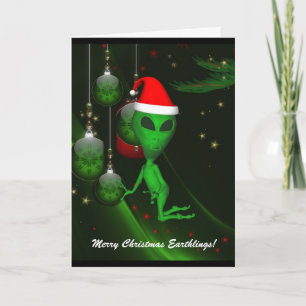 Alien Weihnachts-Ornament-Grußkarte Feiertagskarte