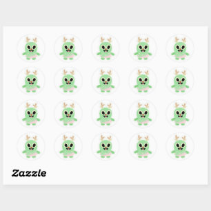 Alien-Weihnachtssticker 1 Runder Aufkleber