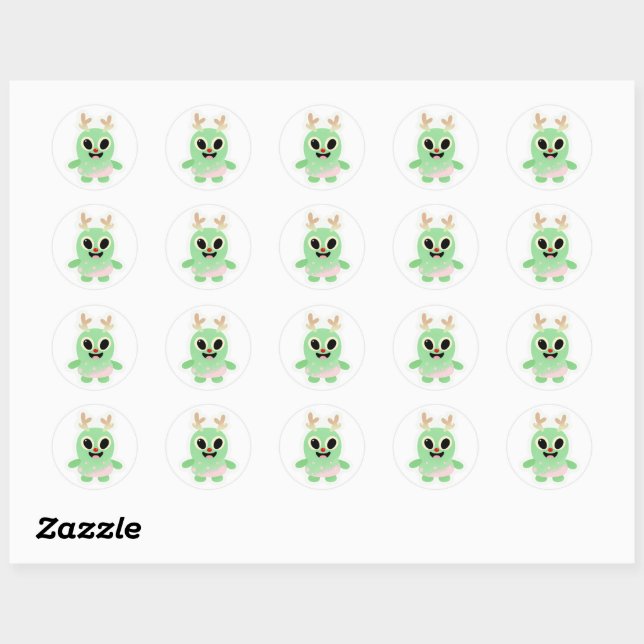 Alien-Weihnachtssticker 1 Runder Aufkleber (Blatt)